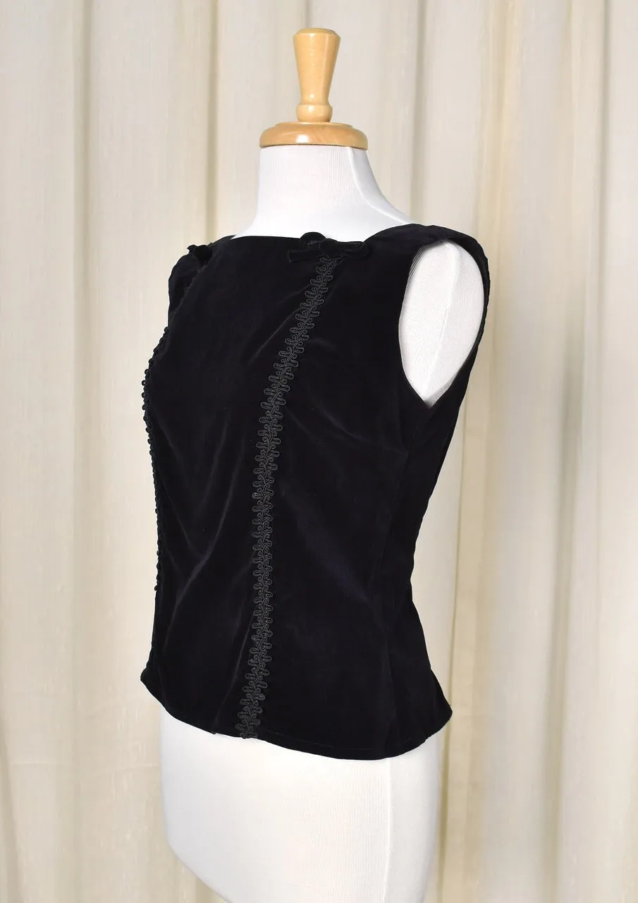 1950s Black Velvet Bow Top