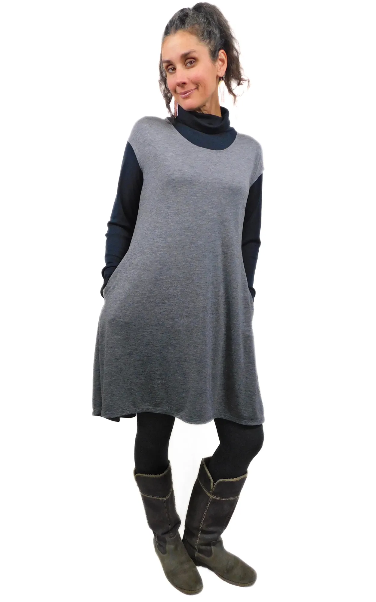 3 Garments - Wrap, Tunic and Sweater - Merino Wool - S,M,L