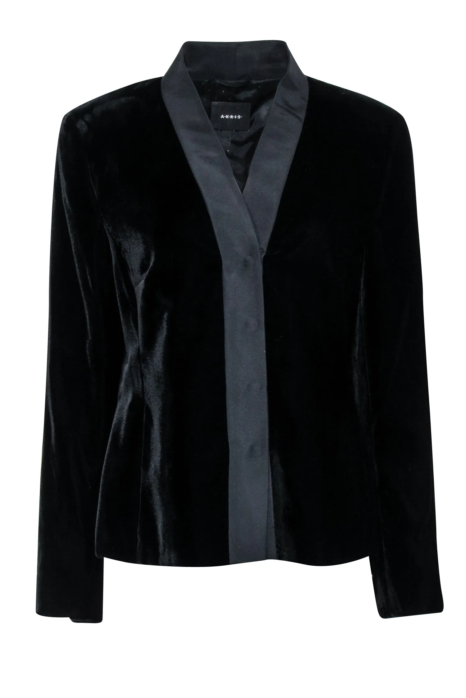 Akris - Black Velvet Snap Button Blazer Sz 12