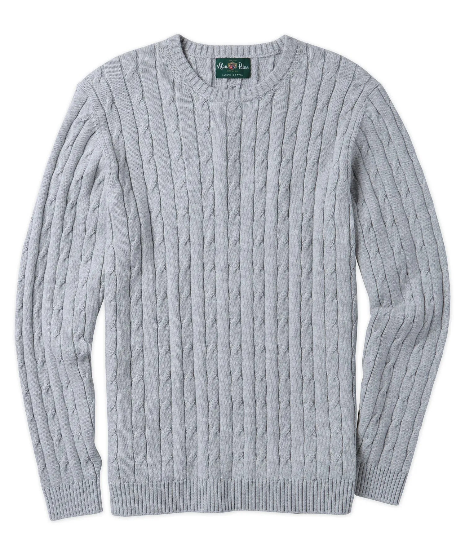 Alan Paine Cotton-Cashmere Cable Knit Crewneck Sweater