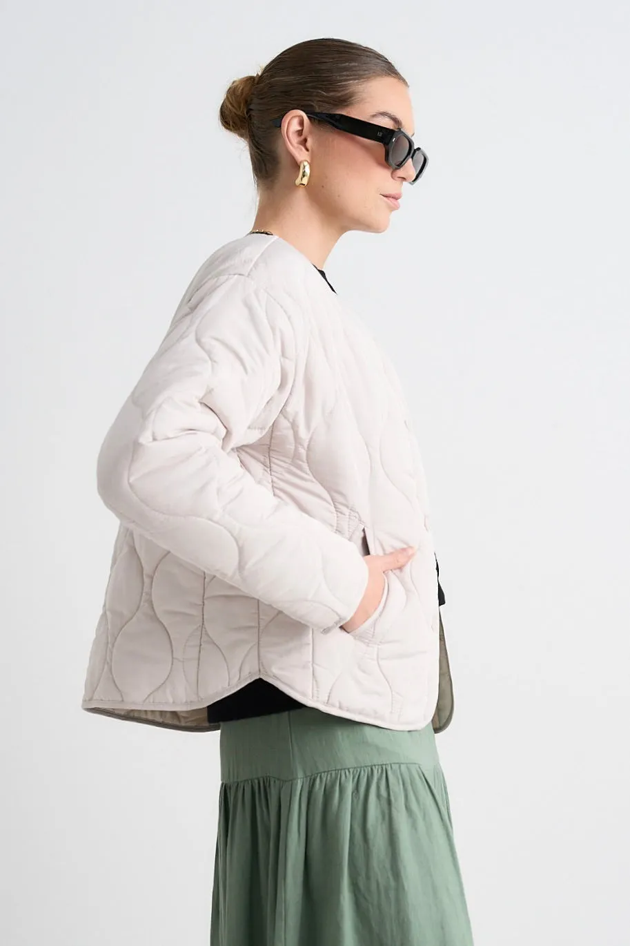 Apex Putty Collarless Puffer Jacket