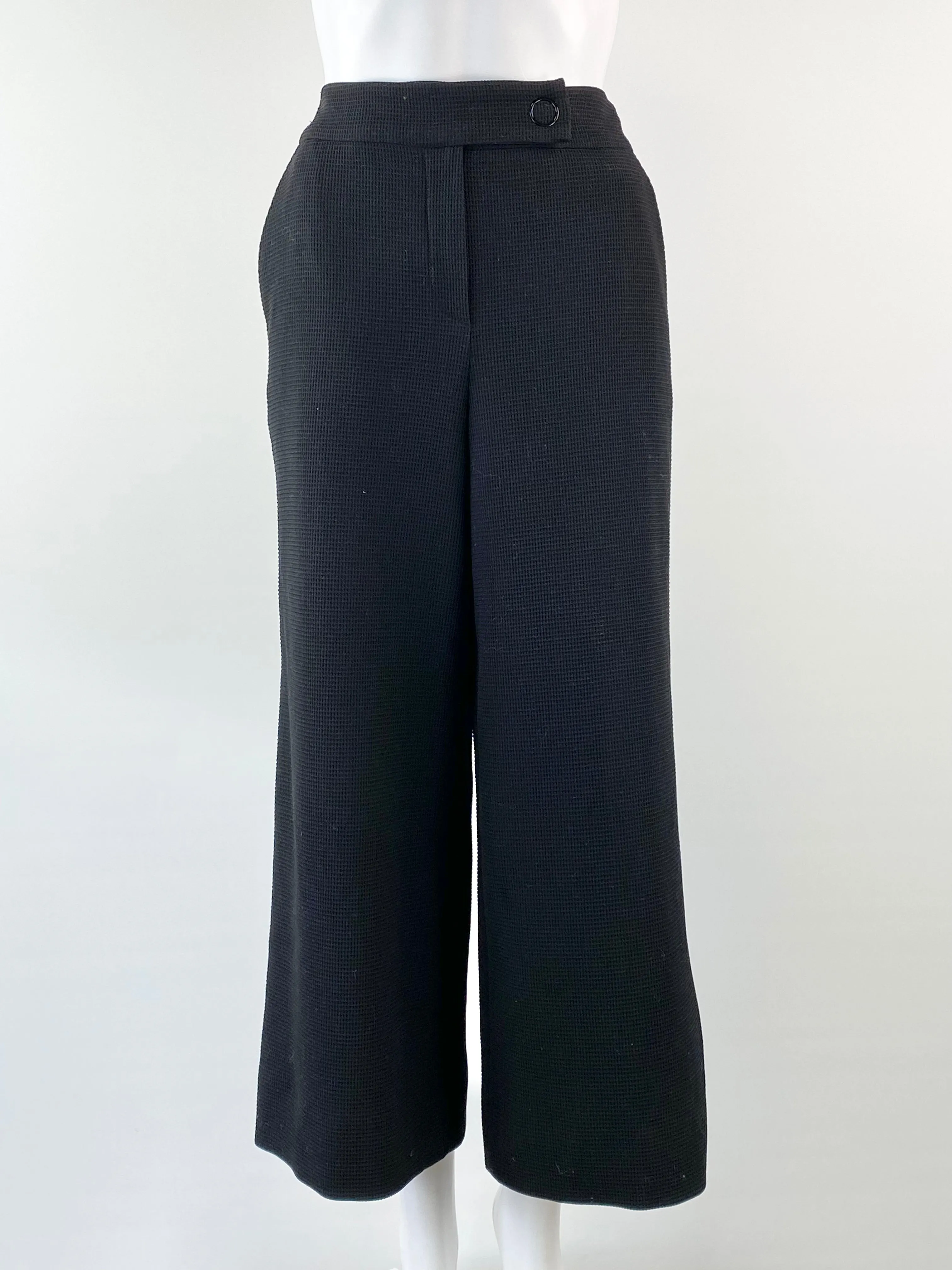 Armani Collezioni Black Wool Waffle High Rise Culottes - AU8