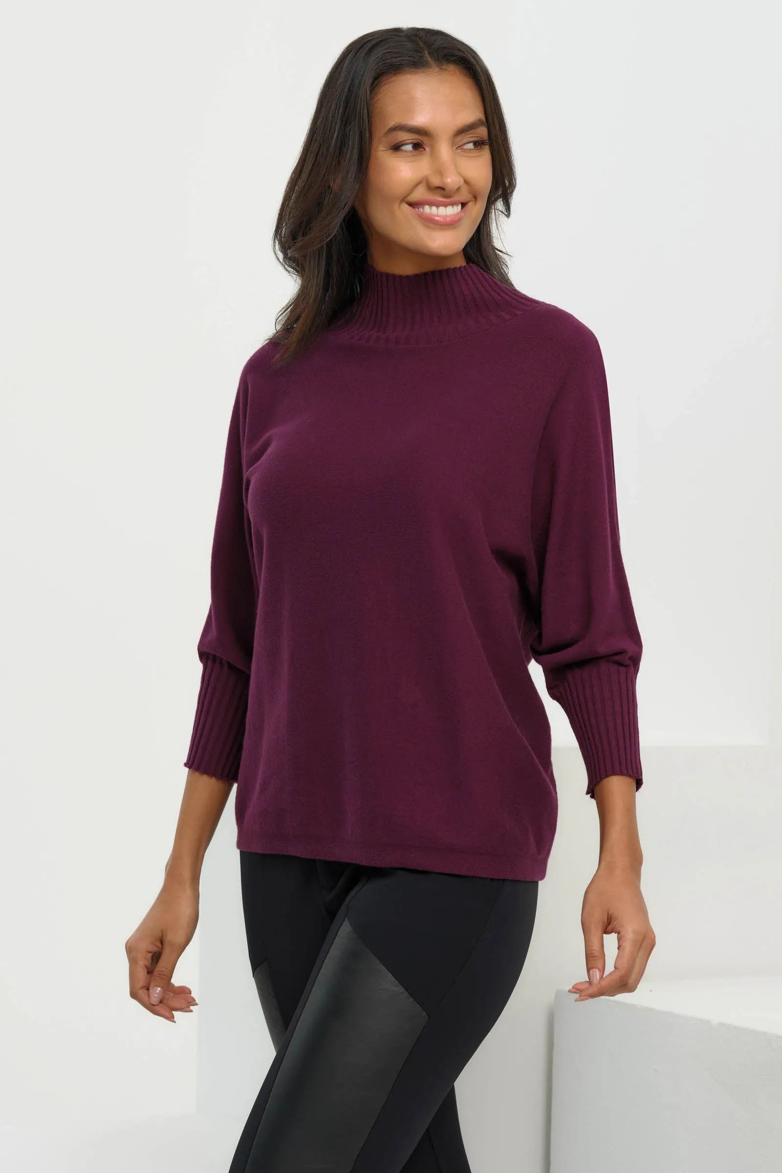 Ash Ribbed Mock Neck Sweater