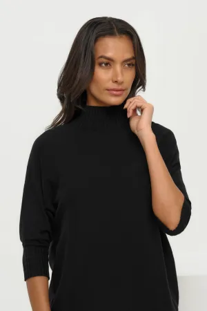 Ash Ribbed Mock Neck Sweater