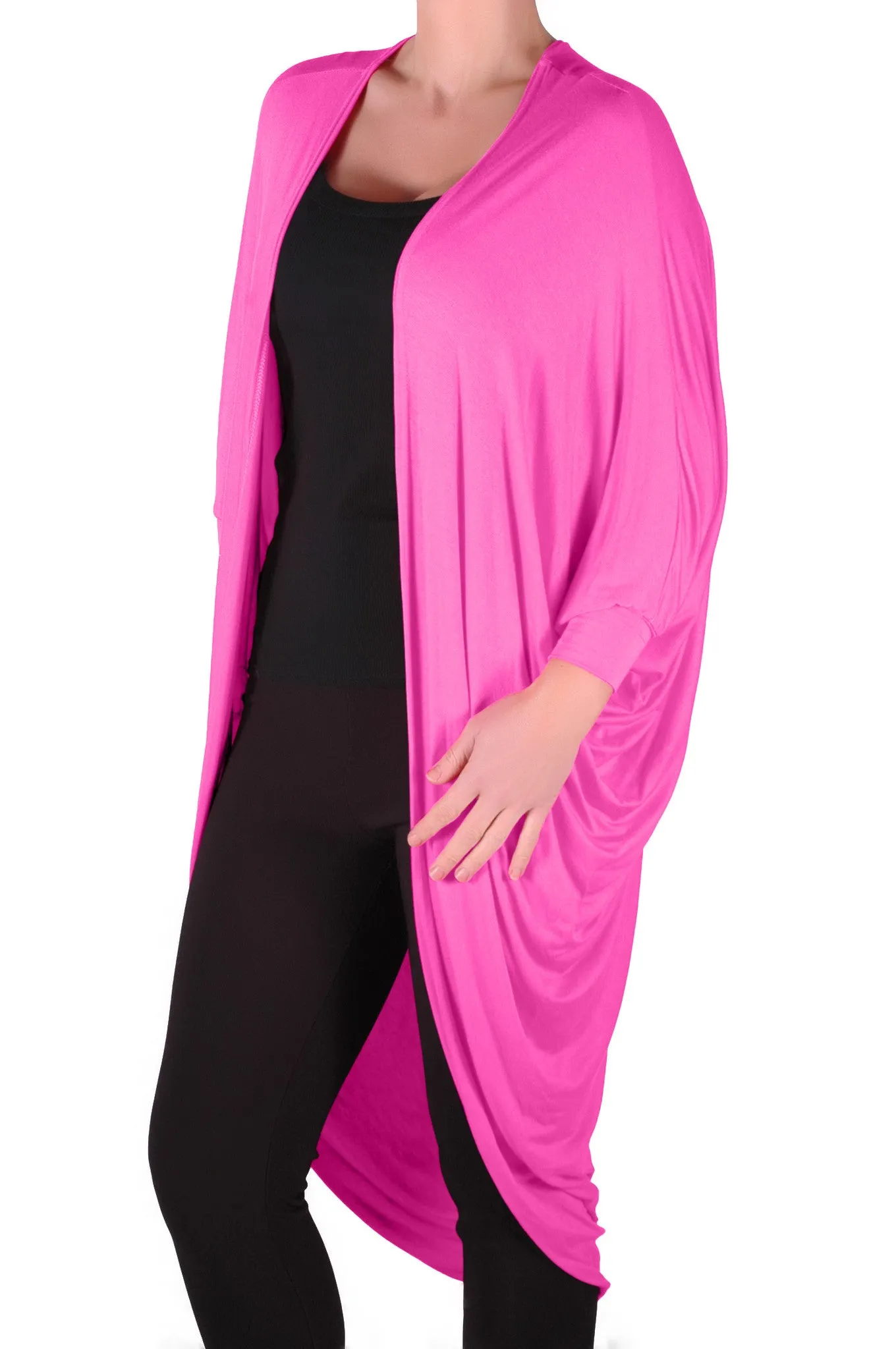 Baggy Waterfall Open Draped Batwing Sleeves Cardigan