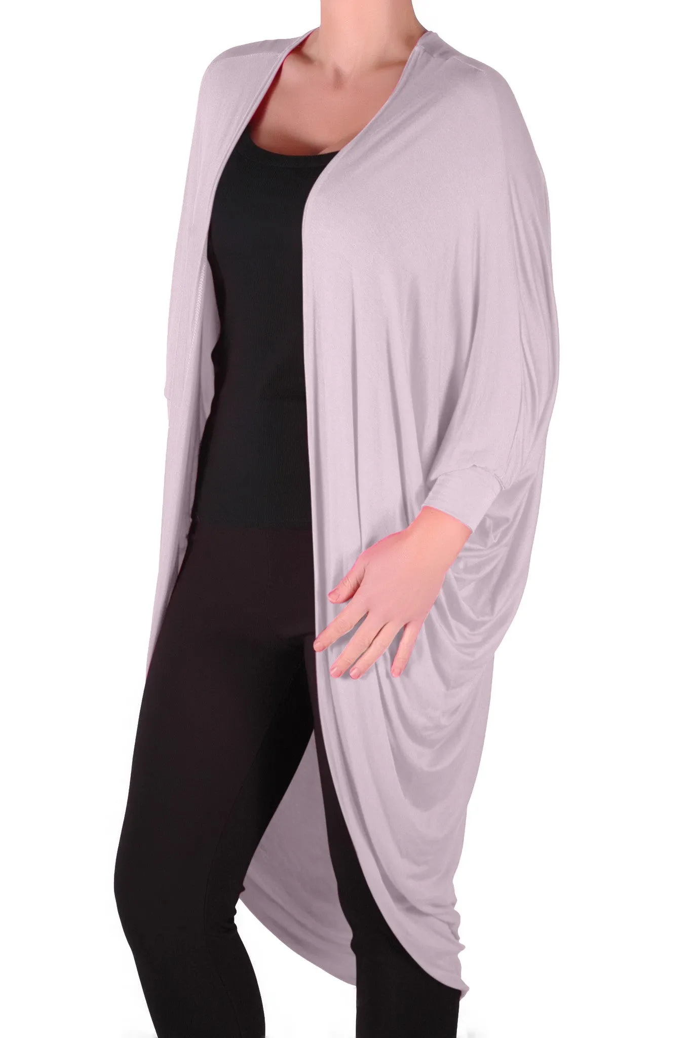 Baggy Waterfall Open Draped Batwing Sleeves Cardigan