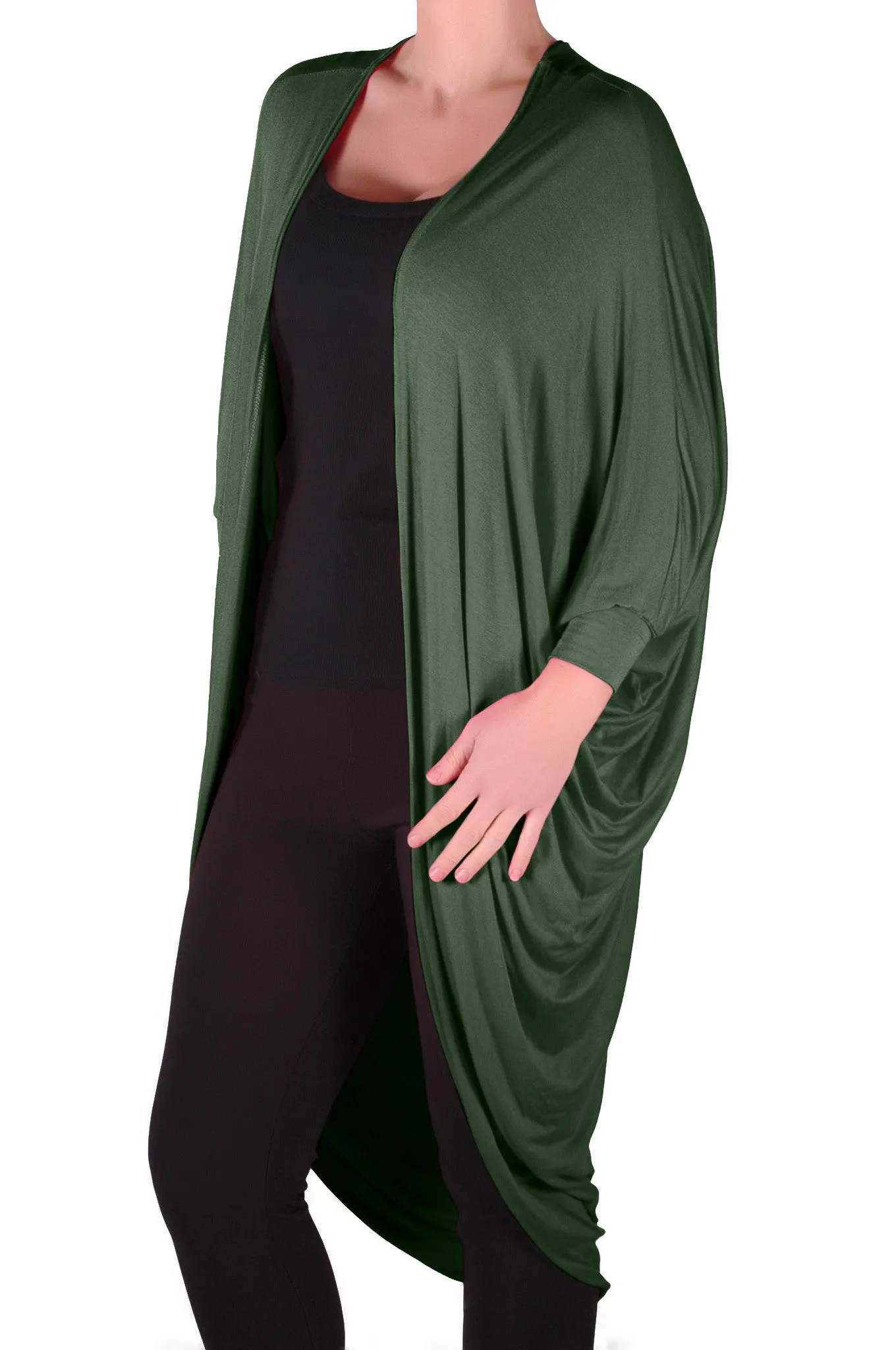 Baggy Waterfall Open Draped Batwing Sleeves Cardigan