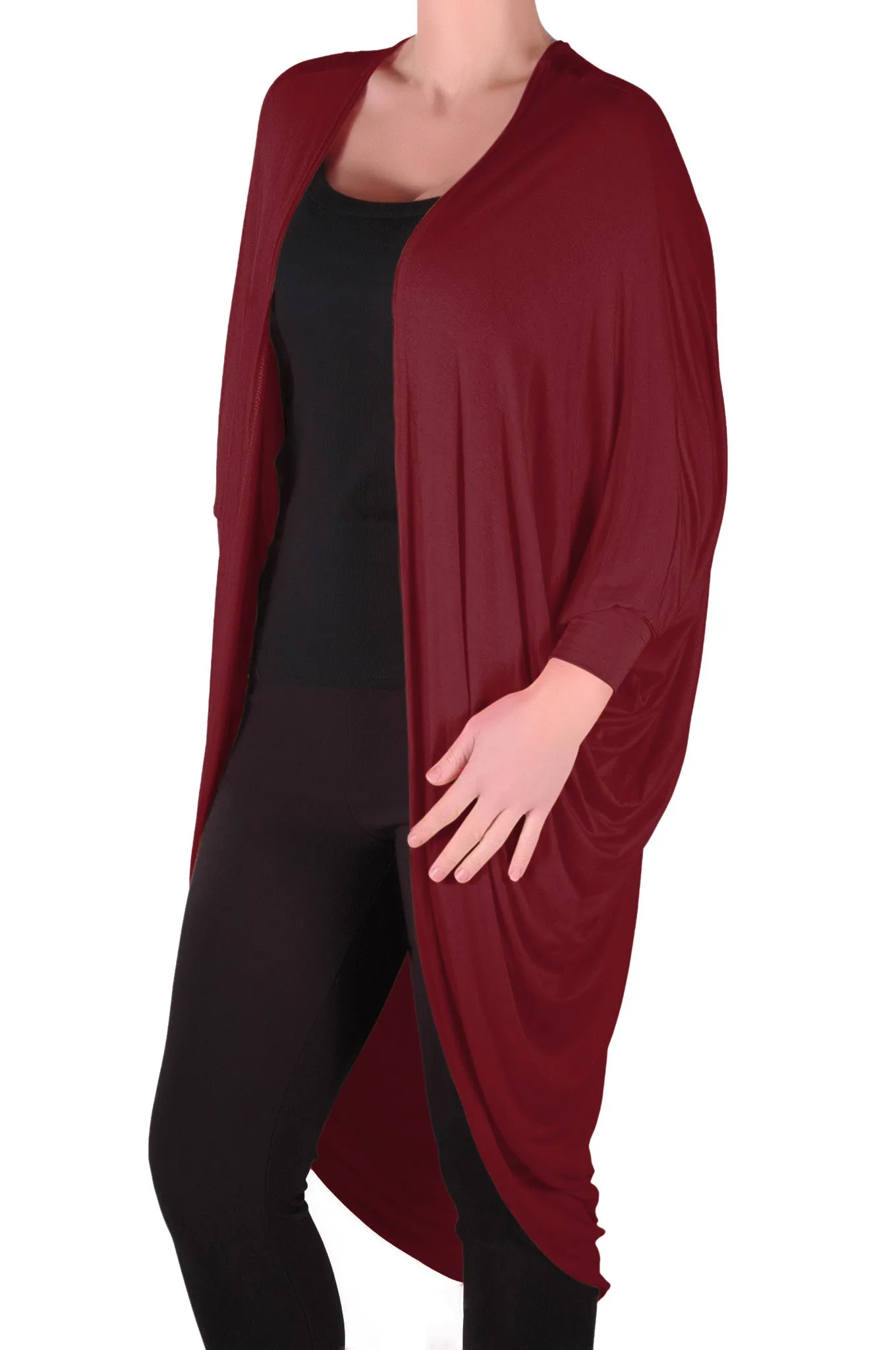 Baggy Waterfall Open Draped Batwing Sleeves Cardigan