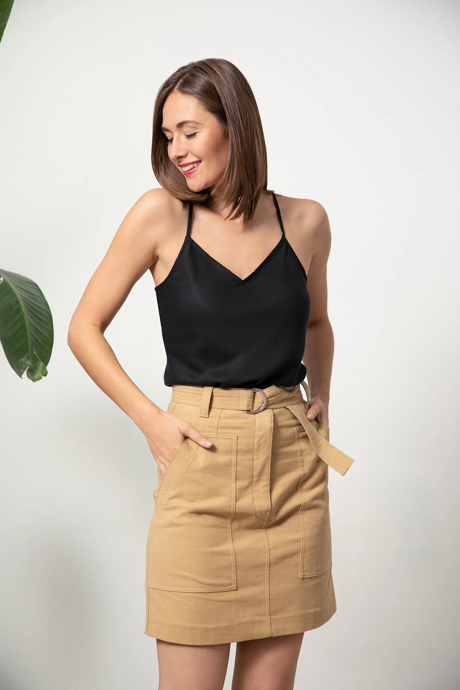 Belted Skirt - Camel Velvet