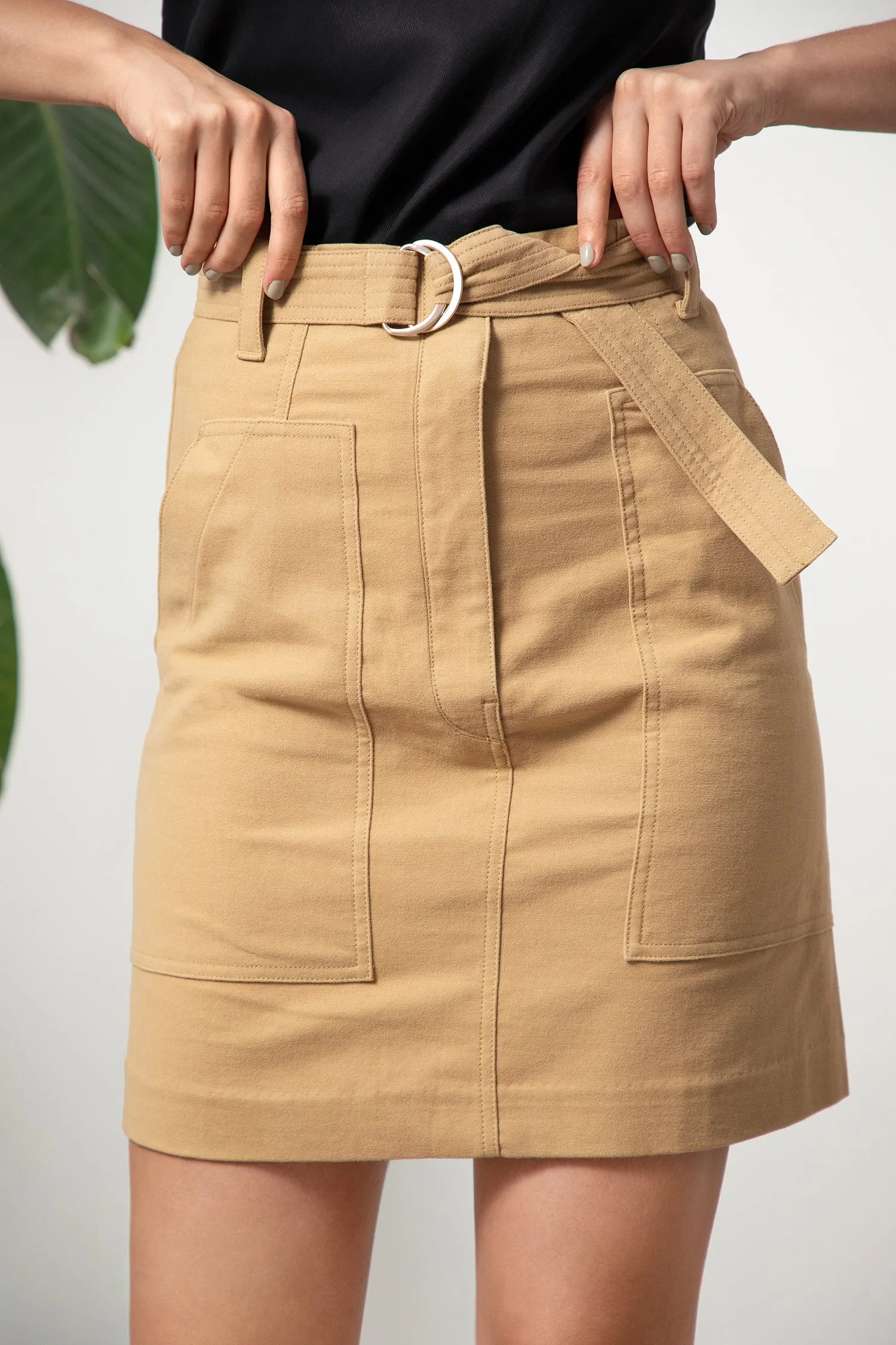 Belted Skirt - Camel Velvet