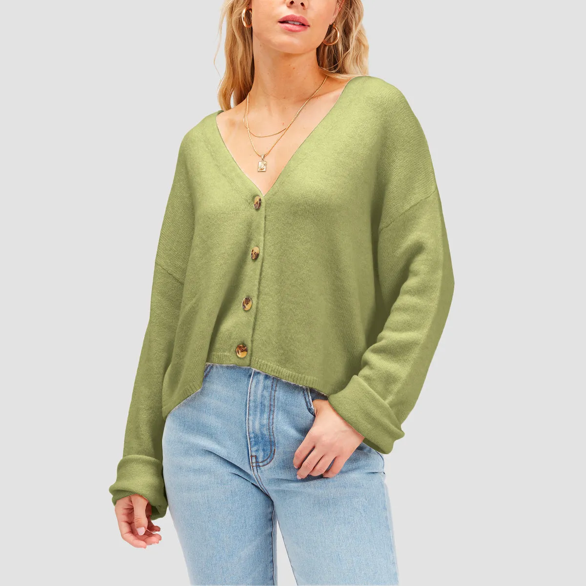 Billabong Short N 2 Croppped Cardigan Avocado - Womens