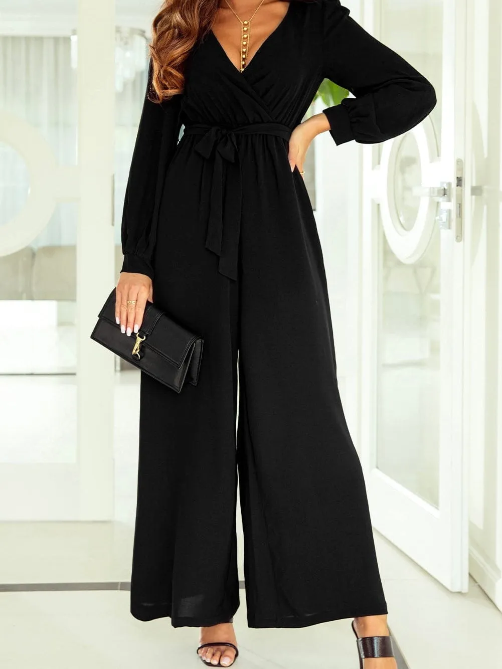 Black Jumpsuit with Tie Waist