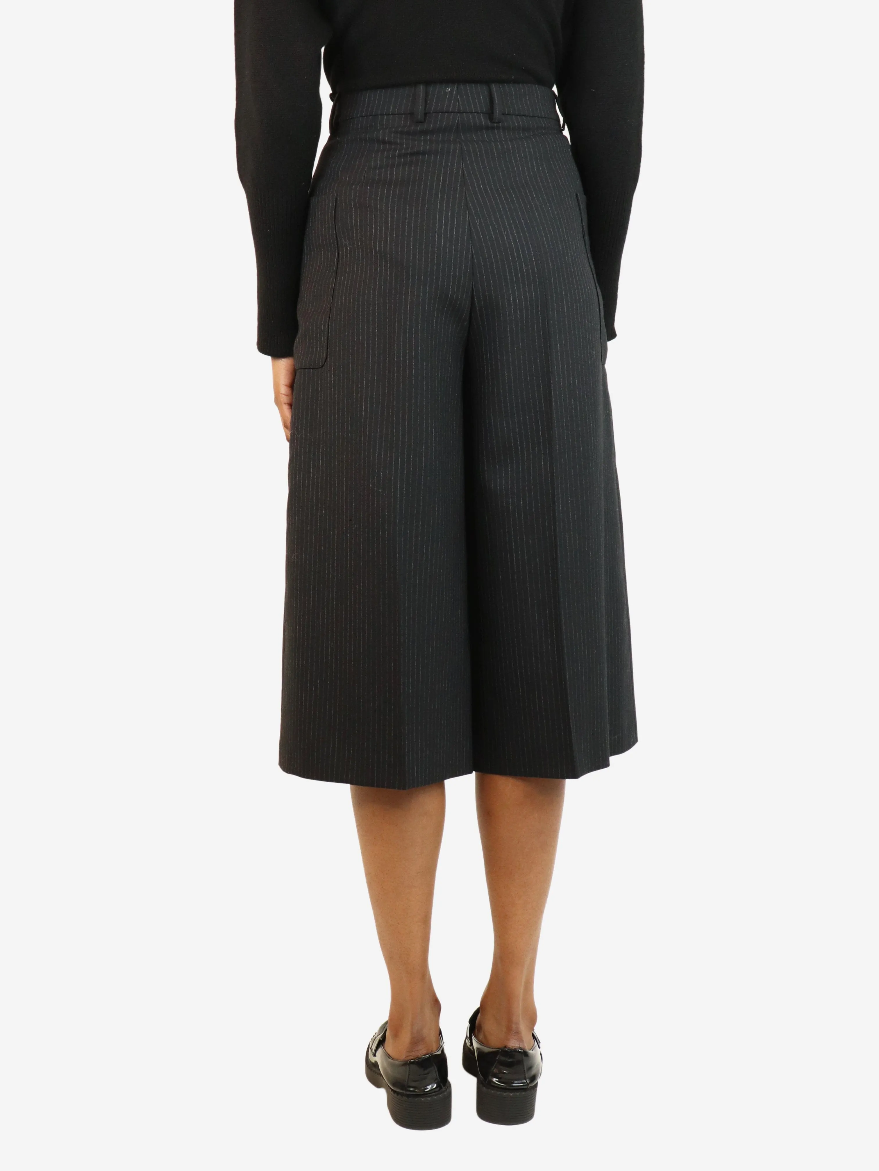 Black pinstripe pocket culottes - size UK 8