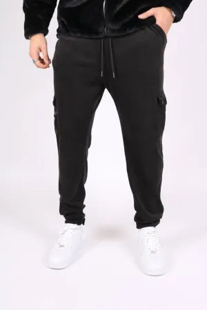 Black Polar Fleece Utility Cargo Joggers