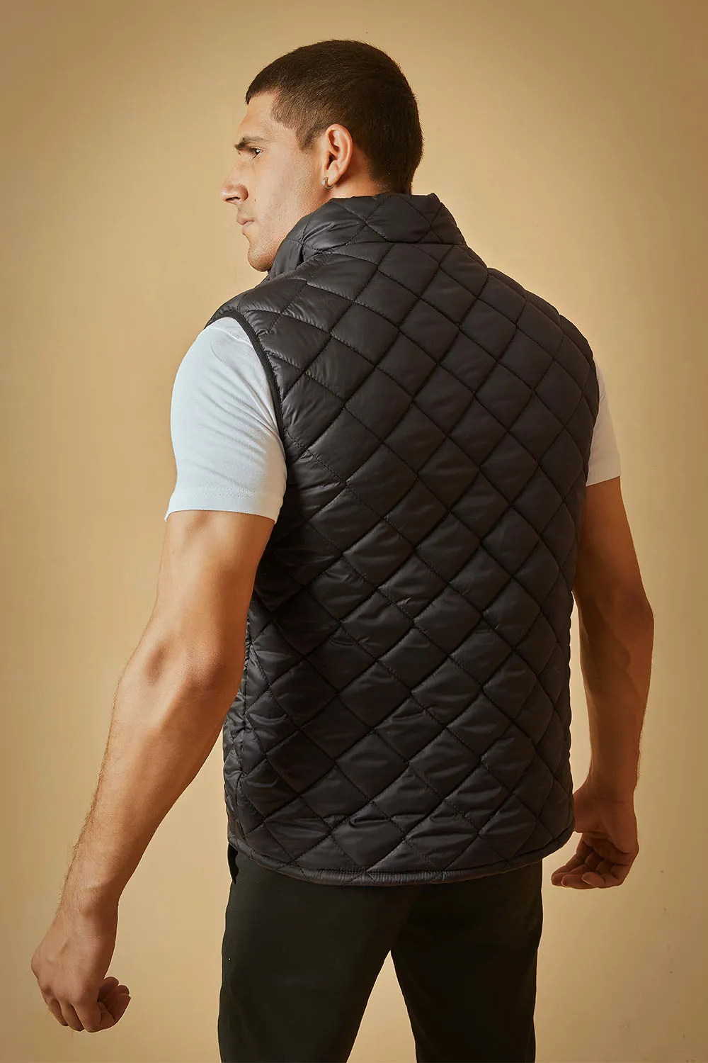 Black Quilted Sleeveless Puffer Jacket