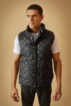 Black Quilted Sleeveless Puffer Jacket