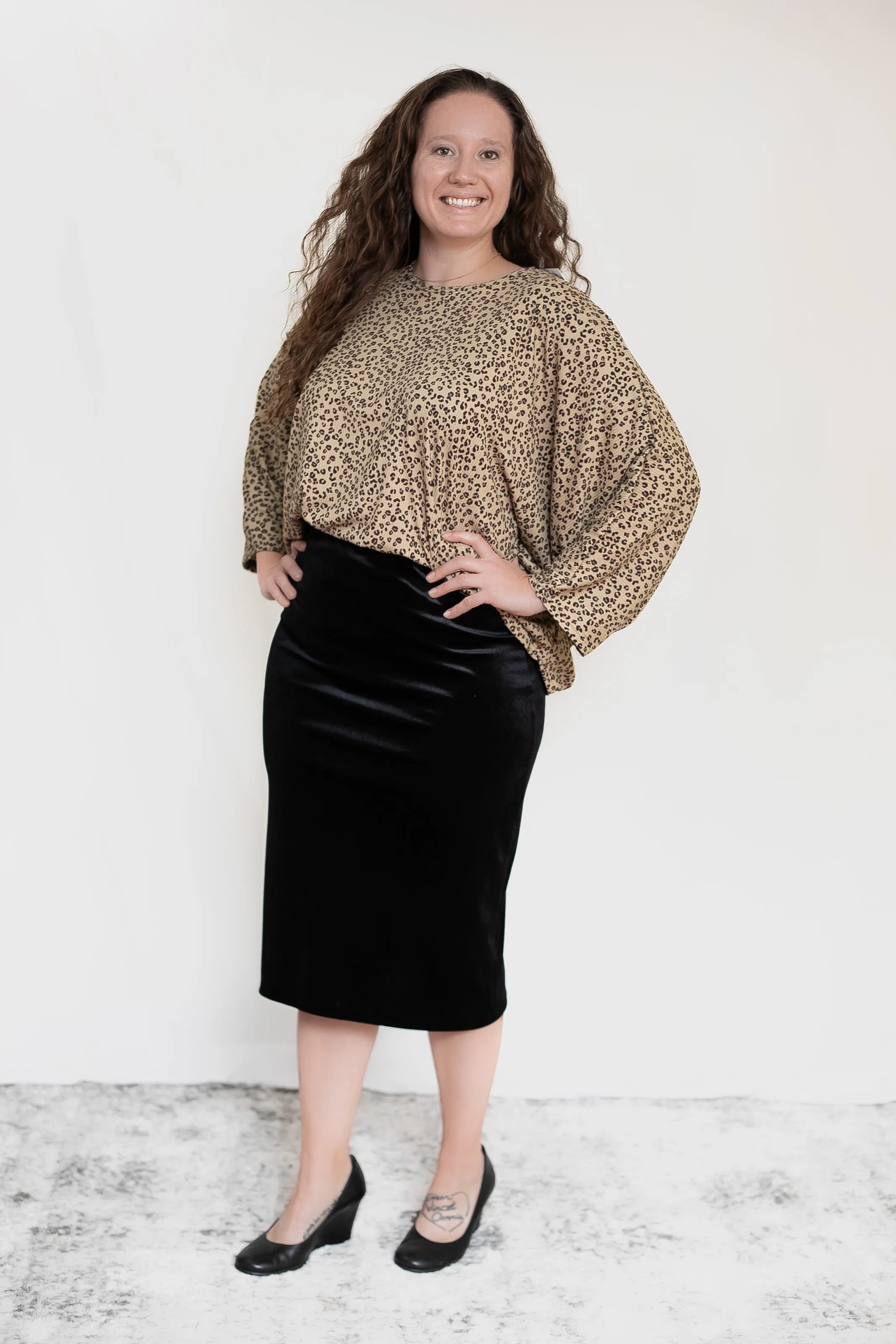 Black Velvet Pencil Skirt