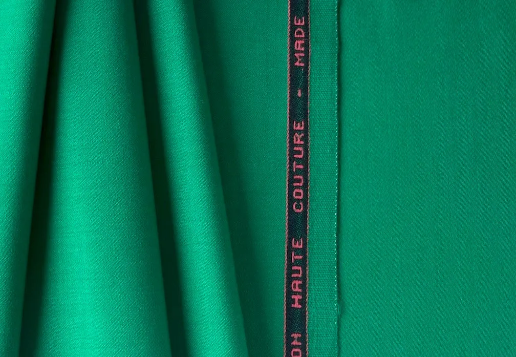 Brilliant Emerald Green Stretch Wool Twill (Made in Italy)