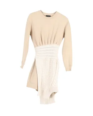 Burberry Cable-knit Overlay Sweater Dress in Beige Cotton