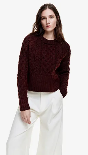 Cable-Knit Cropped Crewneck