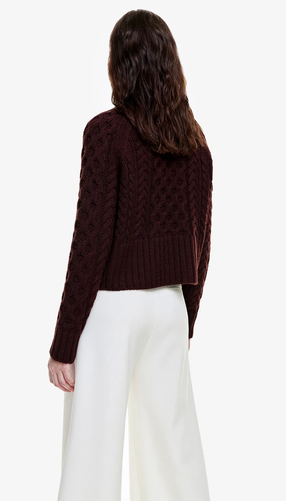 Cable-Knit Cropped Crewneck