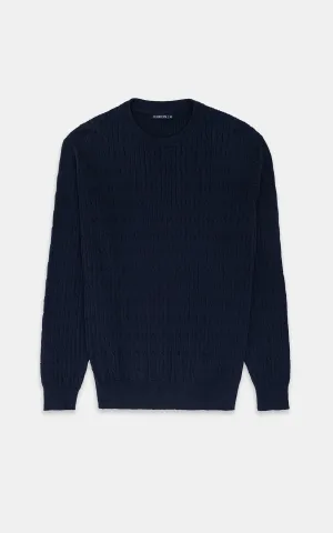 CABLE-KNIT SWEATER NAVY