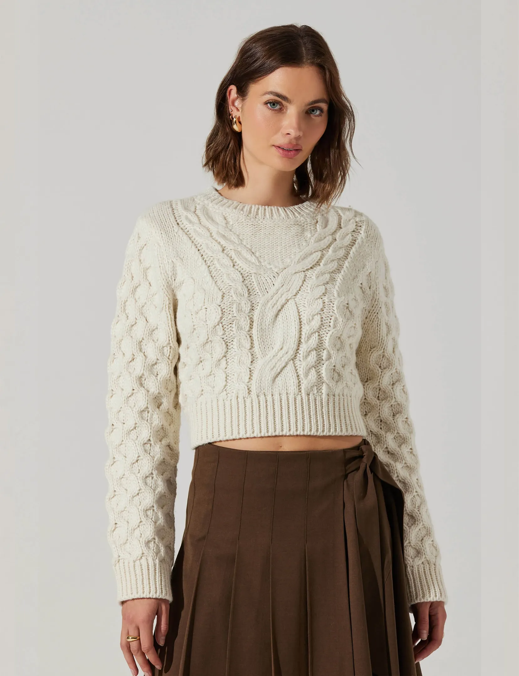 Caila Cropped Sweater, Off White