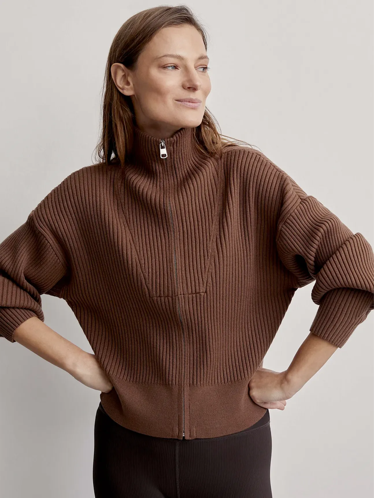 Carmen Zip-Through Rib Knit