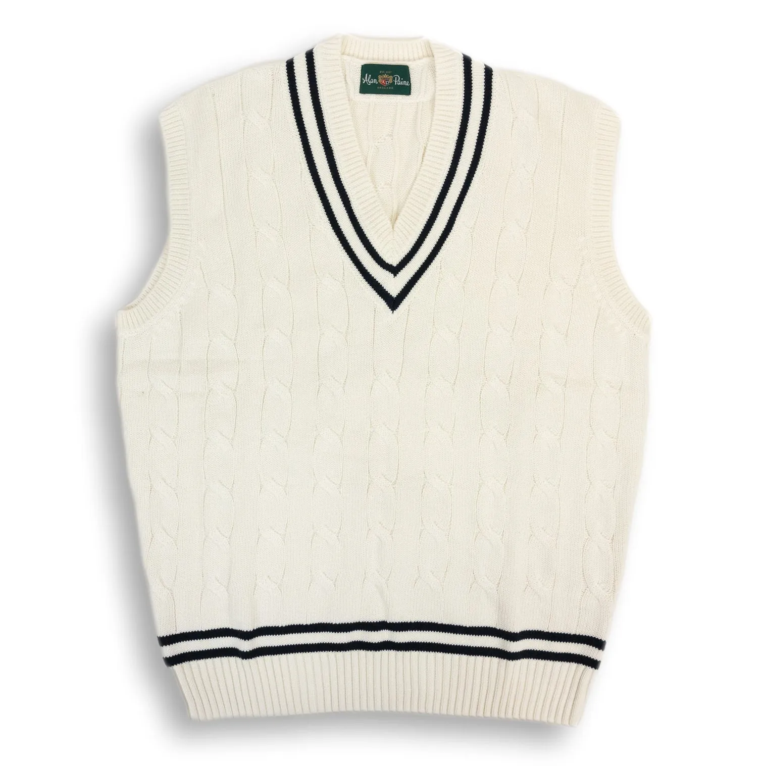 Chadbury Cricket V-Neck Cable Knit Sweater Vest