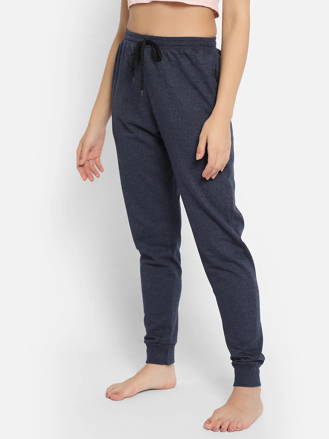 Chic Basic Cuffed Joggers In Navy