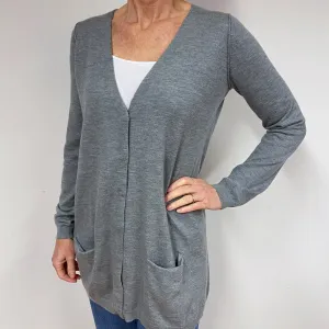 Cos Lightweight Grey Cashmere Longline Cardigan Medium