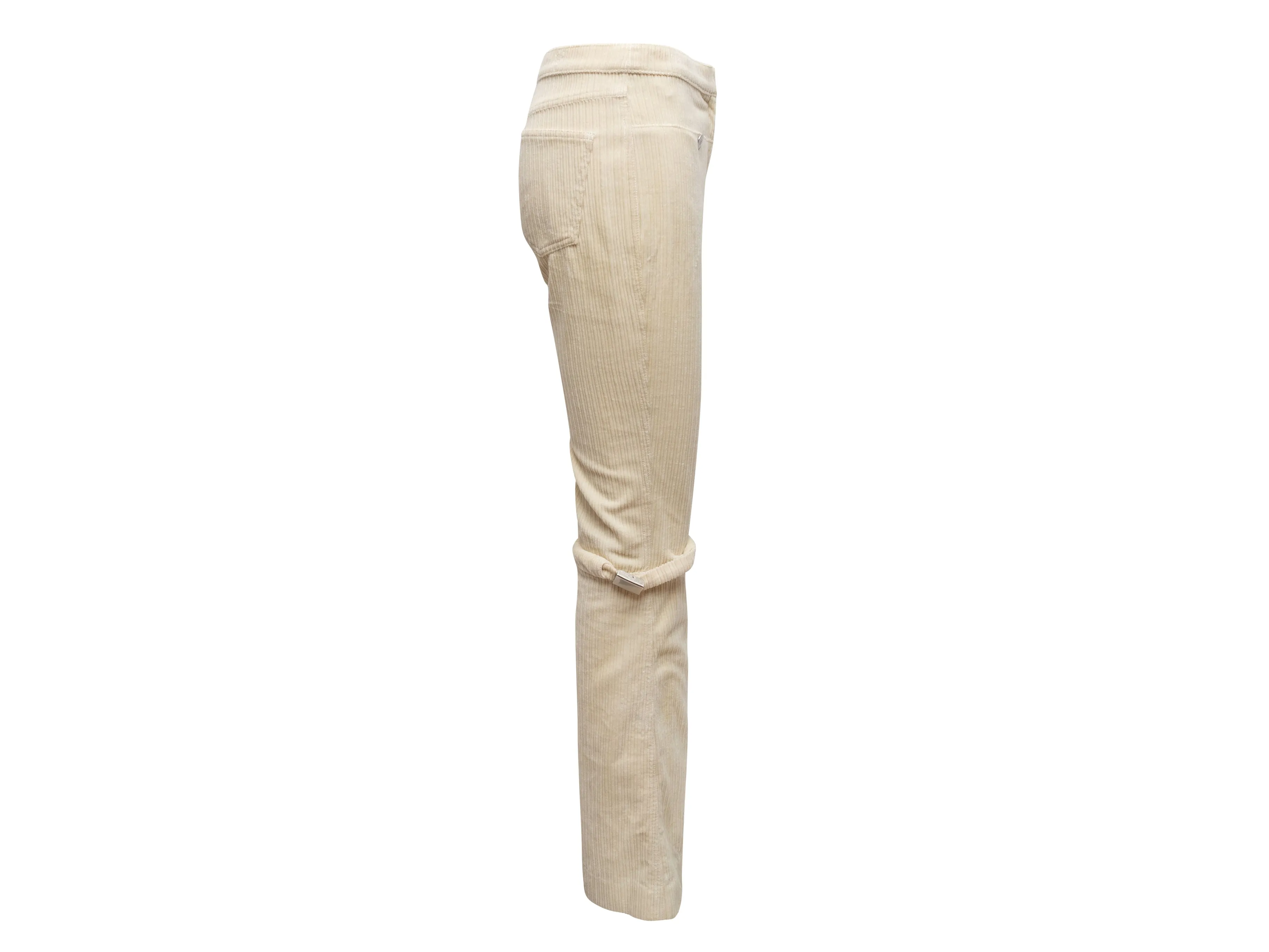 Cream Chanel Fall/Winter 2006 Corduroy Pants Size FR 38