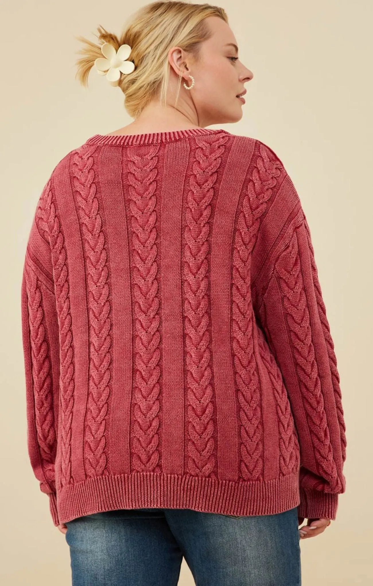 Curvy Washed Cable Sweater