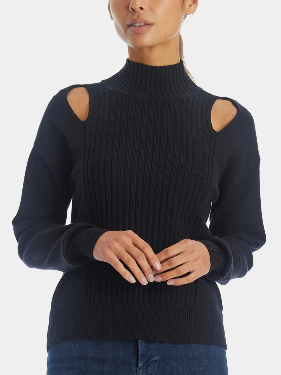 Cut Out Mock Neck Sweater