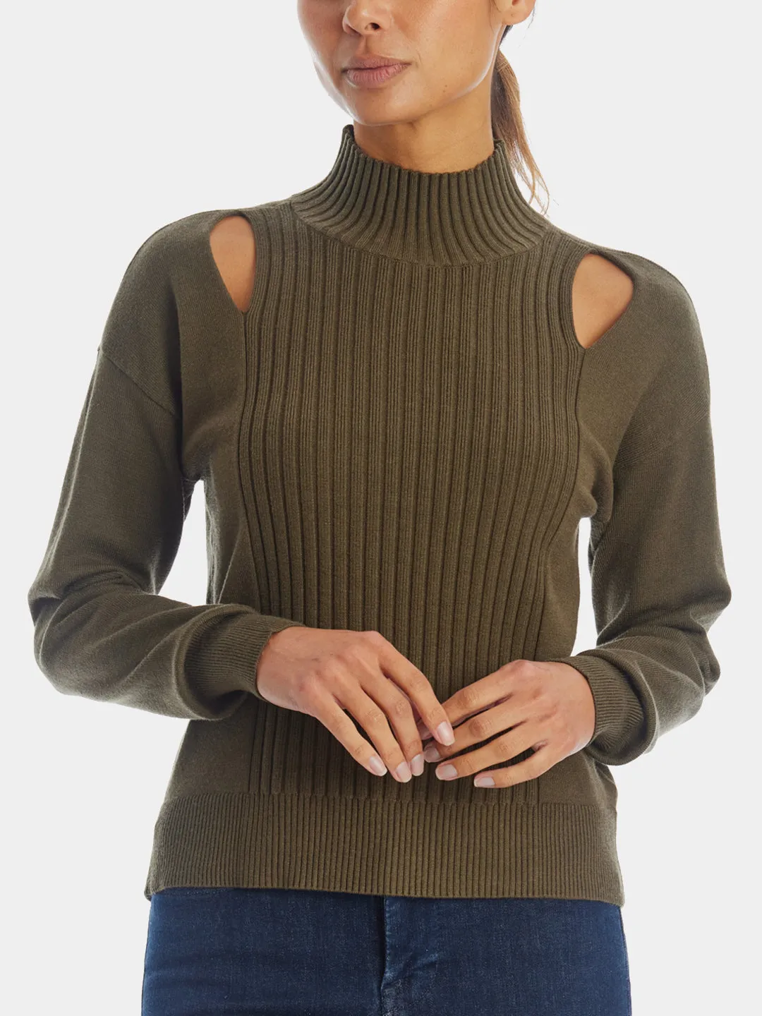 Cut Out Mock Neck Sweater