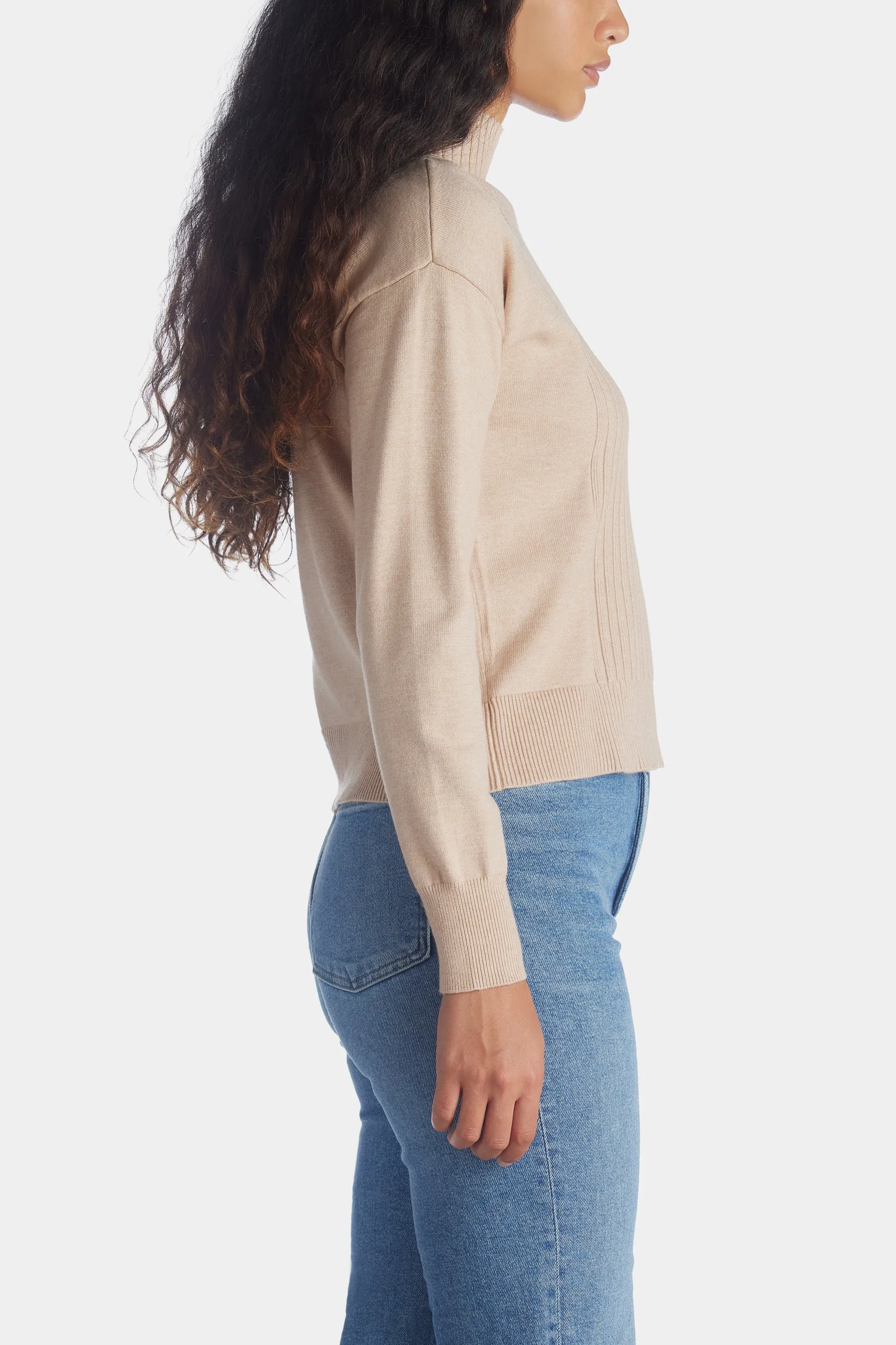 Cut Out Mock Neck Sweater