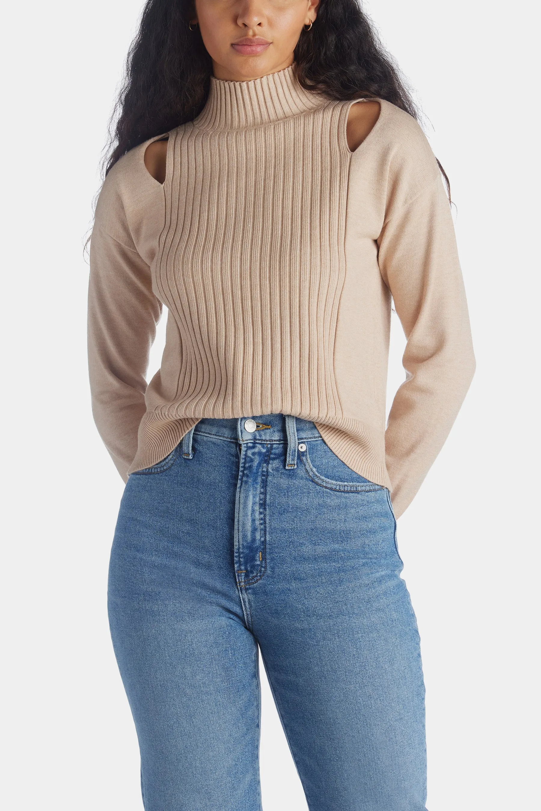 Cut Out Mock Neck Sweater