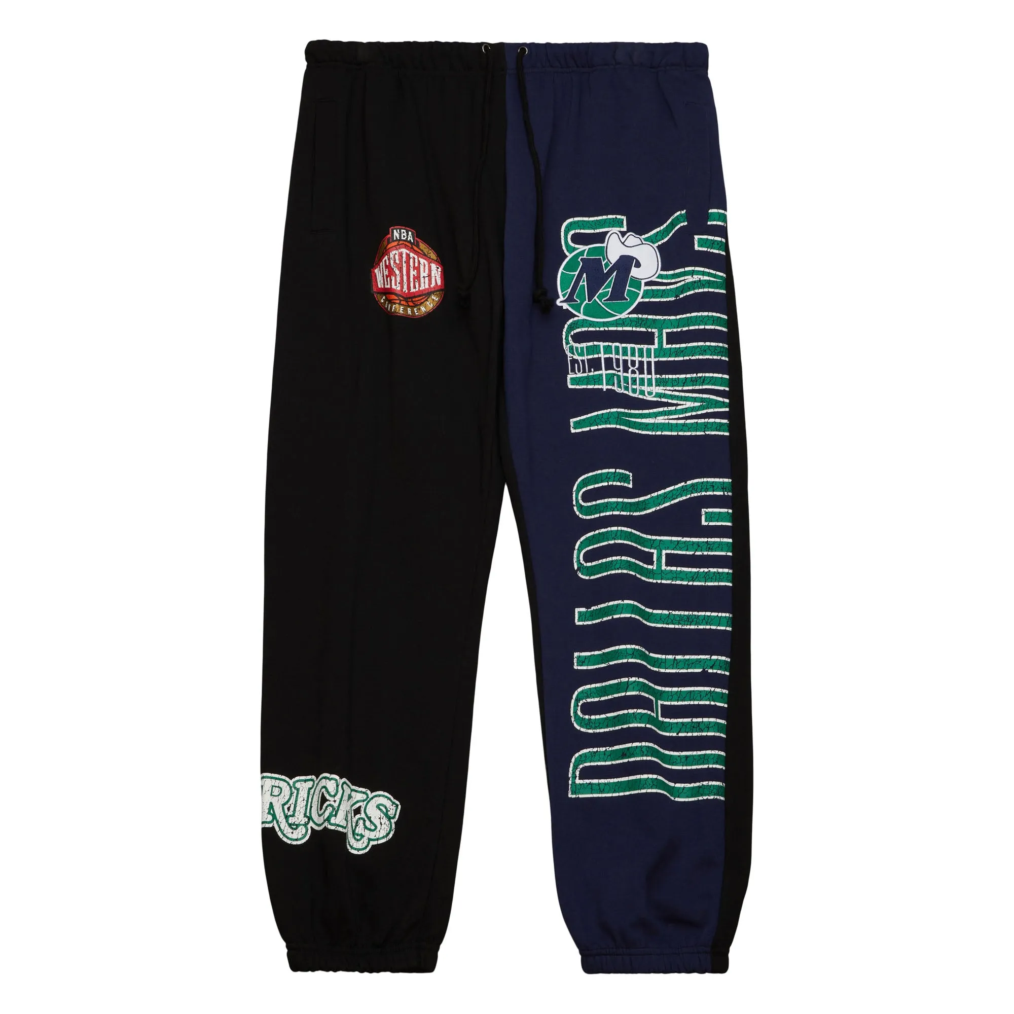 DALLAS MAVERICKS MITCHELL & NESS BLACK DALLAS MAVS FLEECE PANTS