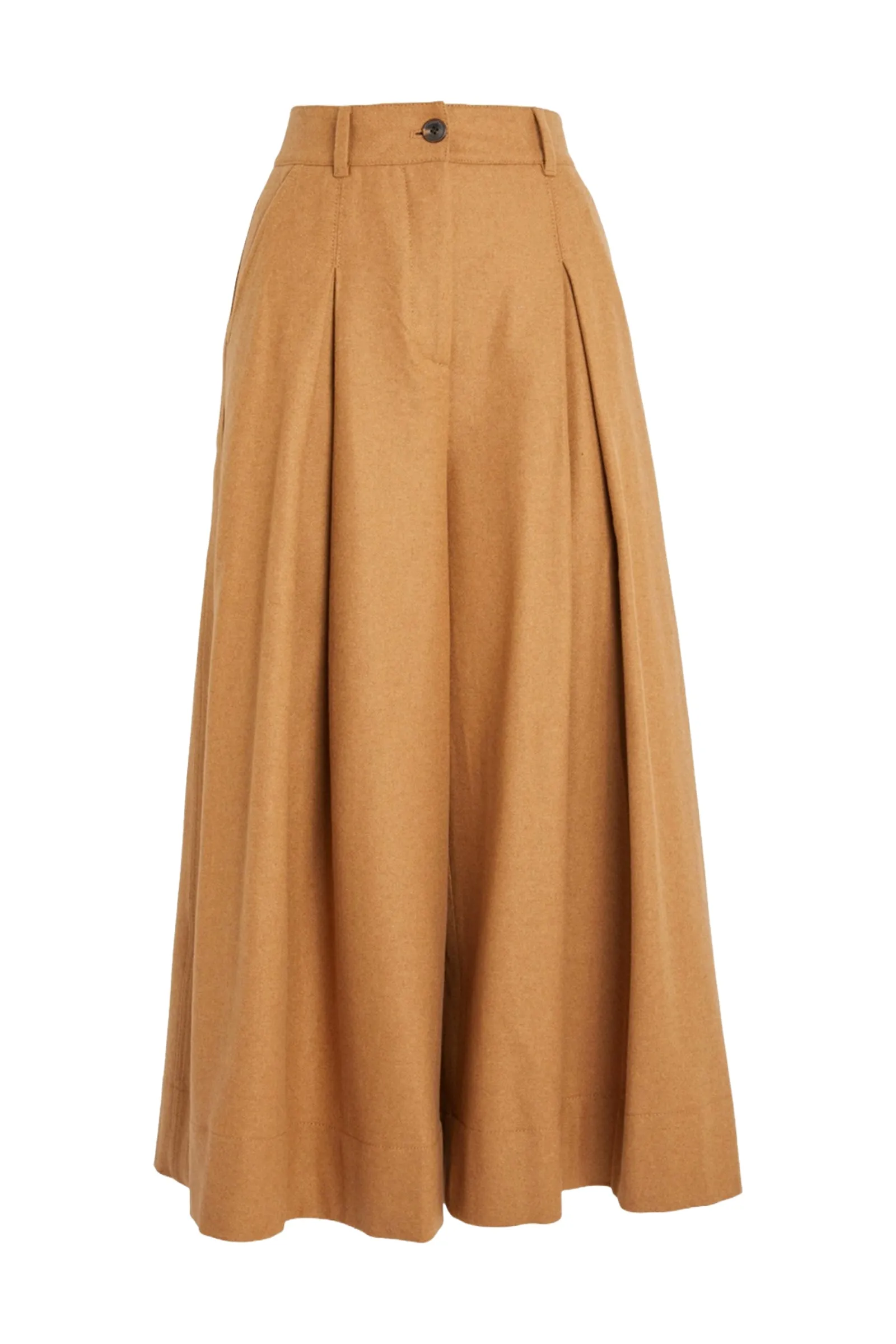 Dark Camel Wool-Blend Culottes