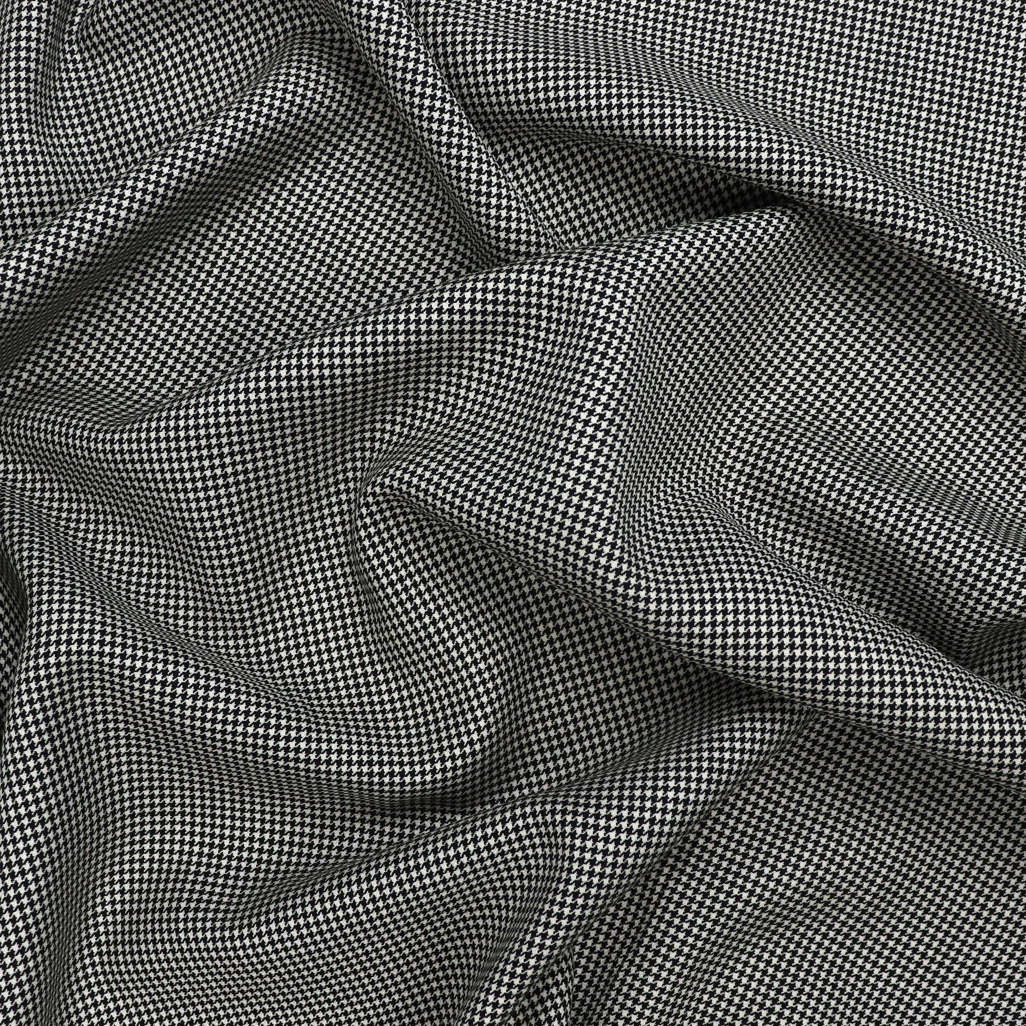 Deadstock Wool Suiting - Houndstooth Black   White - SALE