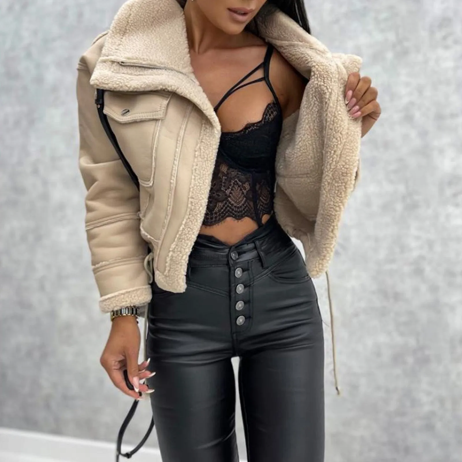 Dutch Faux Leather Short Coat