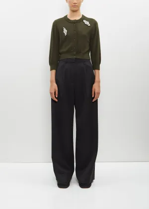 Faux Fur Pocket Pleated Wide Leg Trousers