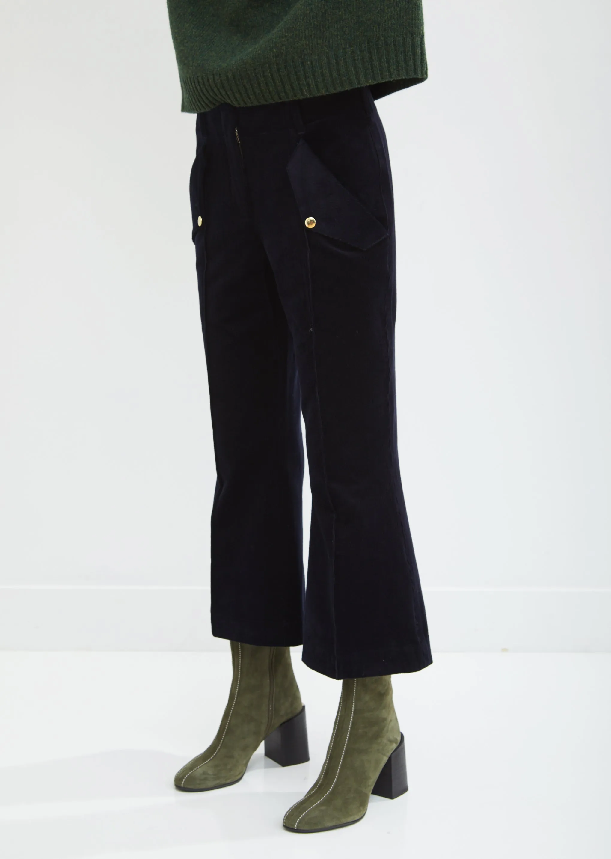 Flared Leg Corduroy Trousers