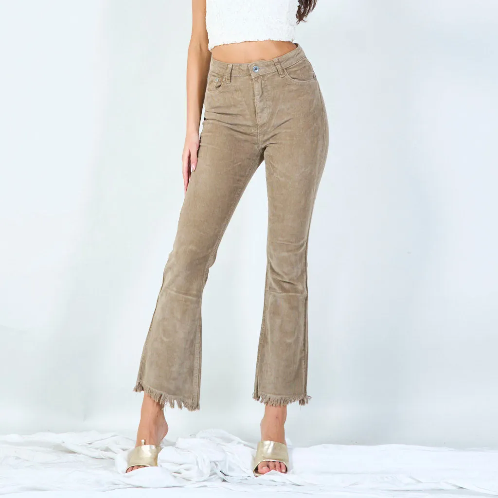 Frayed hem flared pants wholesale