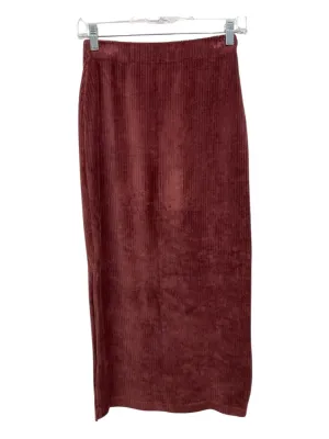 Free People Size XS Rust Brown Poly Velvet Ribbed Pencil Skirt