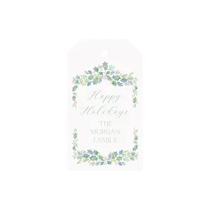 Garland Berries Blue Personalized Angled/Drilled Gift Tags