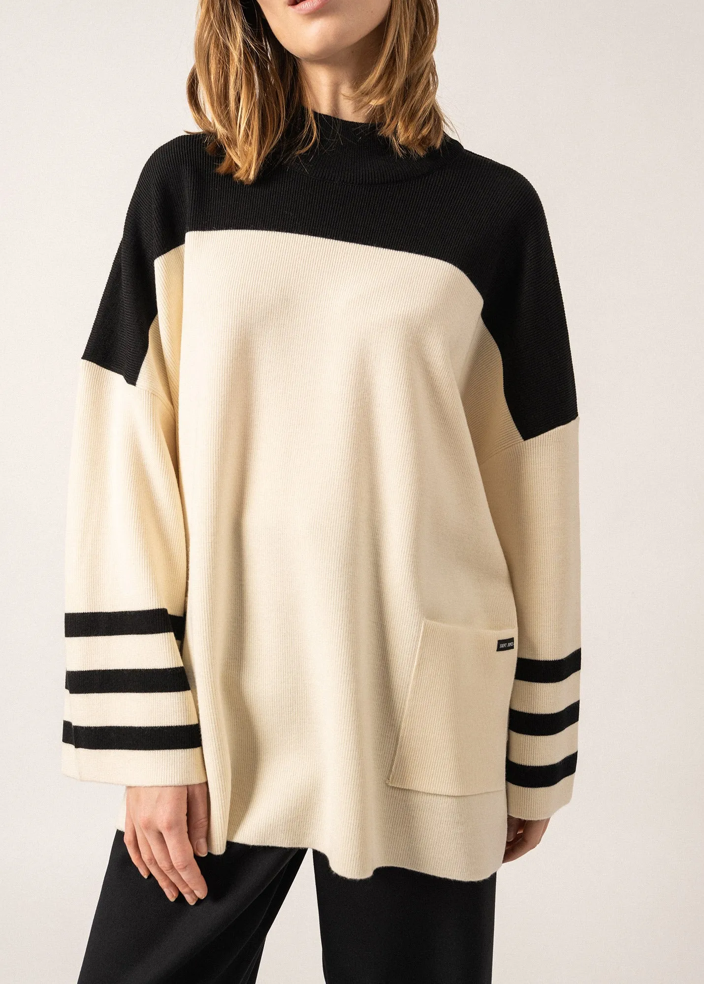 Givre High-neck Wool Tunic - SAINT JAMES x Isabelle Ballu (ECUME/NOIR)