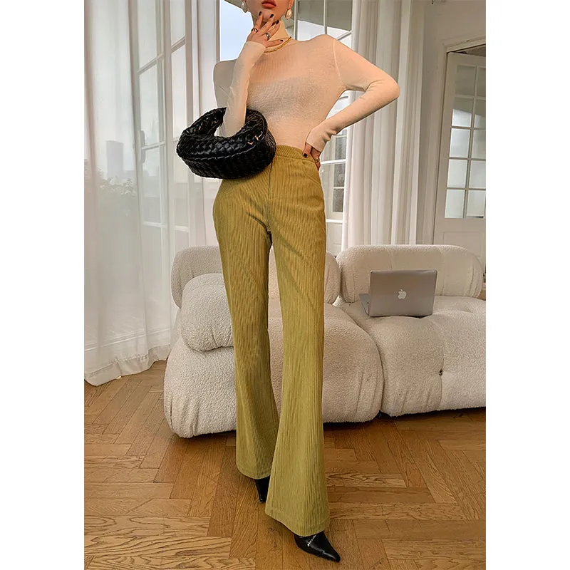 Green WANXO retro corduroy two-piece suit new suit jacket high waist casual wide leg pants- Orfara