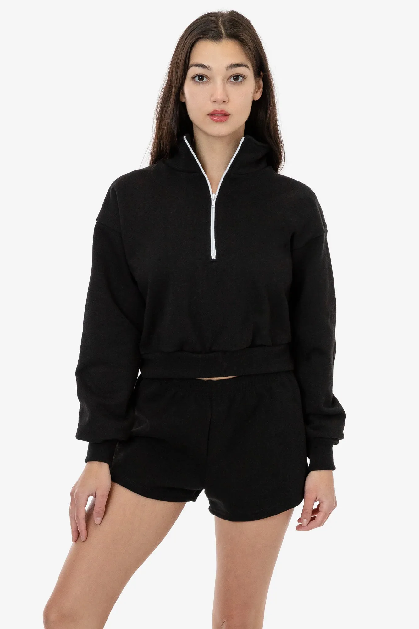 HF326 - Heavy Fleece Cropped Half Zip Pullover (Piece Dye)