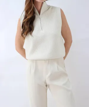 Hold On Cozy Mock Neck Pullover Sweater Vest in Ivory